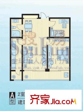 融基湖光山色戶型圖A 2室2廳1衛(wèi)