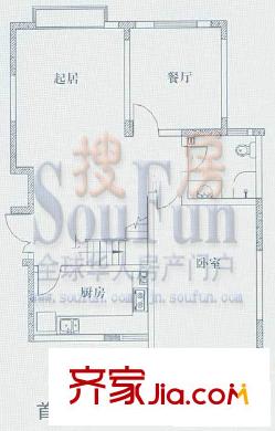 融基湖光山色戶型圖一期復式首層戶型 1室2廳1衛(wèi)1廚