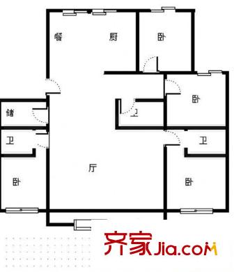 子鋒苑 4居室 戶型圖