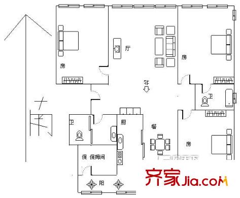 子鋒苑 4居室 戶(hù)型圖