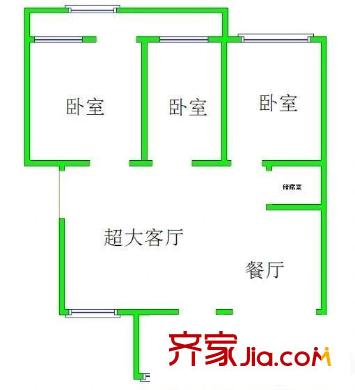 解放東路單位宿舍 3室 戶(hù)型圖