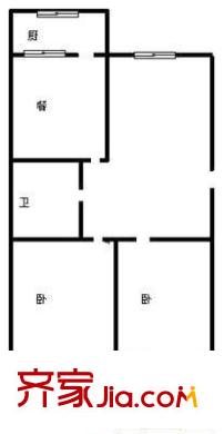 黃臺電廠二宿舍 2室 戶型圖