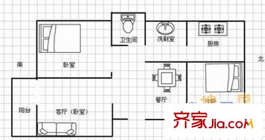 黃臺電廠二宿舍 3室 戶型圖