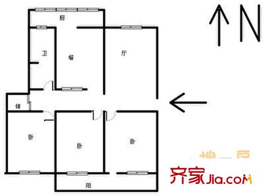 黃臺電廠二宿舍 3室 戶型圖