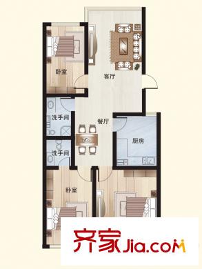 實力伴云居戶型圖6號樓3室戶型圖 3室2廳2衛(wèi)