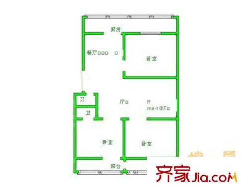 竹園馨居 3室 戶型圖