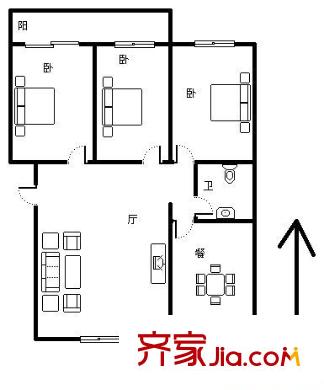 玫瑰花園 3室 戶型圖