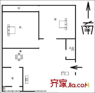 玫瑰花園 2居室 戶型圖