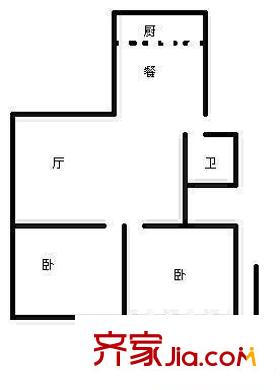 千佛山西路宿舍戶型圖千佛山西路單位宿舍 2室 戶型圖 2室2廳1衛(wèi)1廚