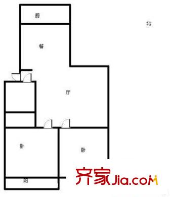 千佛山西路宿舍戶型圖千佛山西路單位宿舍 2室 戶型圖 2室2廳1衛(wèi)1廚