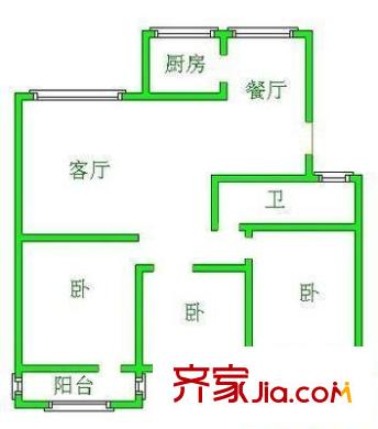 紫香園小區(qū) 3室 戶型圖