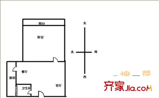 洪苑小區(qū) 1室 戶型圖