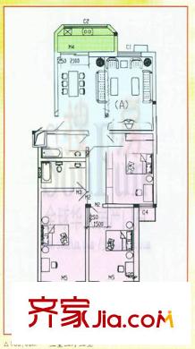 龍岱花園 3居室 戶型圖