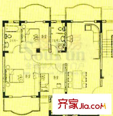 龍岱花園 3居室 戶型圖