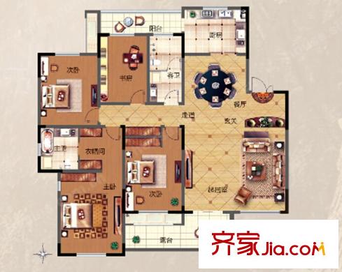 匯福山莊 4室 戶型圖