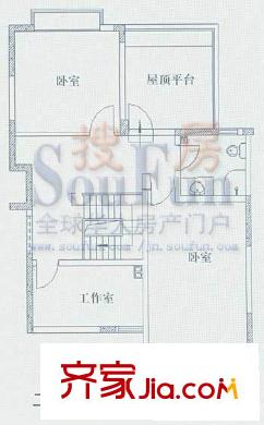 融基湖光山色戶型圖一期復式二層戶型 3室1衛(wèi)