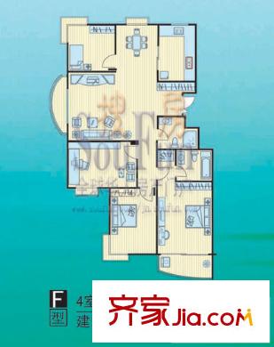 融基湖光山色戶型圖F 4室2廳2衛(wèi)