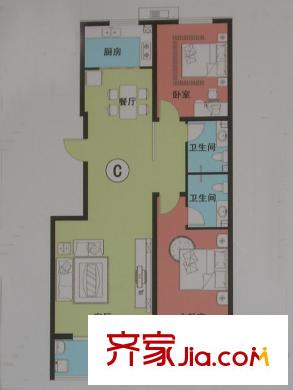 子鋒苑戶型圖C戶型 2室2廳2衛(wèi)