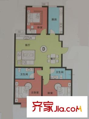子鋒苑戶型圖D戶型 3室2廳2衛(wèi)
