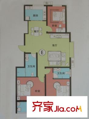子鋒苑戶型圖E戶型 3室2廳2衛(wèi)