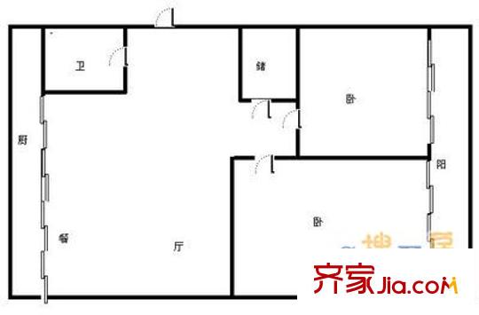 解放東路單位宿舍 2室 戶型圖