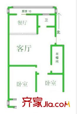 解放東路單位宿舍 2室 戶型圖