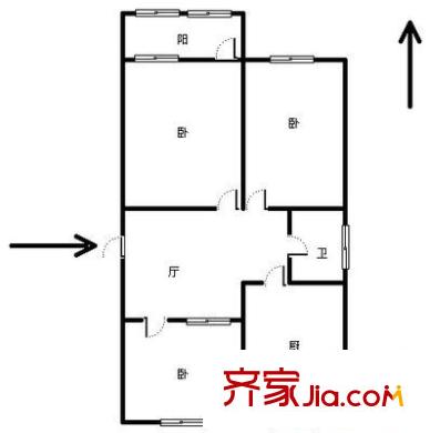 黃臺電廠單位宿舍 2室 戶型圖
