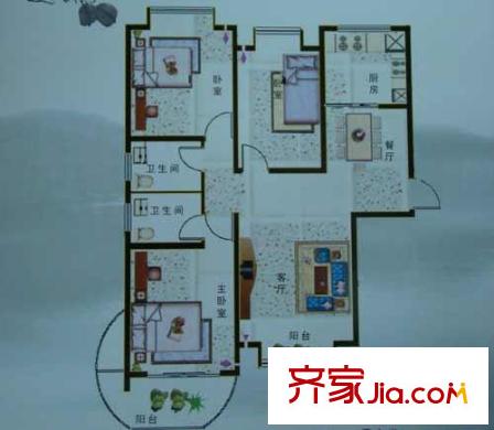 現(xiàn)代逸城戶型圖戶型圖 3室2廳2衛(wèi)1廚
