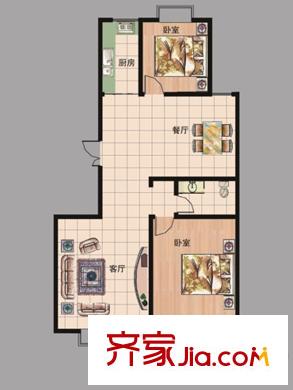 現(xiàn)代逸城戶型圖15/16號樓2/3單元奇層戶型圖 2室2廳1衛(wèi)1廚