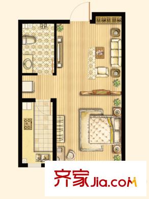 尚品?燕園1#2#樓D9戶型 1室2廳1衛(wèi)1廚