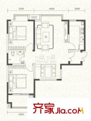 保利芙蓉戶型圖戶型F(和樂(lè)雅居) 2室2廳1衛(wèi)