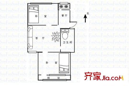 昆侖小區(qū) 2室 戶型圖