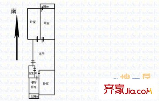 昆侖小區(qū) 3室 戶型圖