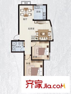 實力伴云居戶型圖10號樓2室戶型圖 2室2廳1衛(wèi)
