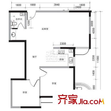 實力伴云居戶型圖9#樓 C1戶型 2室2廳1衛(wèi)