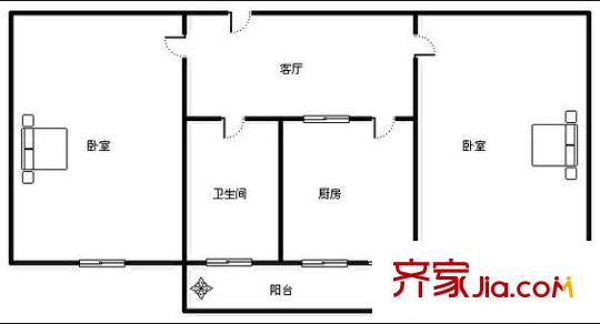 梁府小區(qū) 2室 戶型圖
