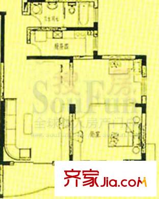龍岱花園 3居室 戶型圖