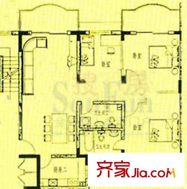 龍岱花園 3居室 戶型圖