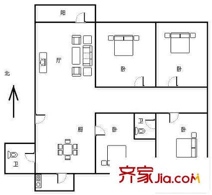 龍岱花園 4居室 戶型圖