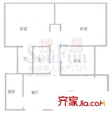 龍岱花園戶型圖3室2廳2衛(wèi)