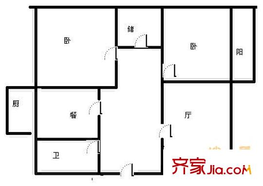 交校路單位宿舍 3室 戶型圖