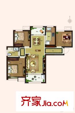 融匯愛(ài)都8#C1戶型 3室2廳1衛(wèi)1廚
