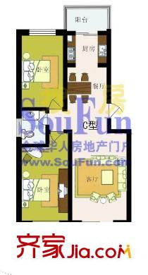 天長嘉園 2室 戶型圖