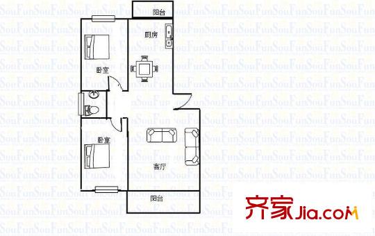 天長嘉園 2室 戶型圖