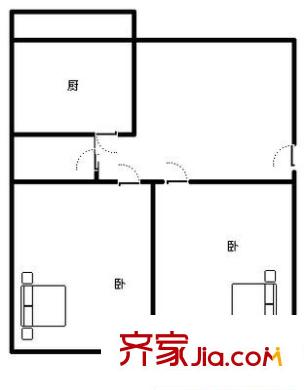 黃臺電廠單位宿舍 2室 戶型圖