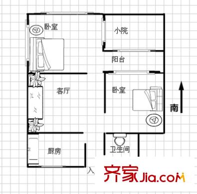 黃臺(tái)電廠單位宿舍 2室 戶型圖