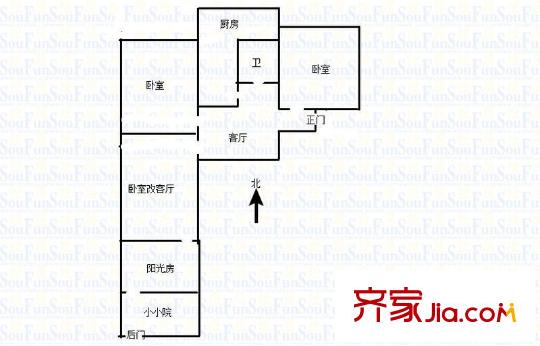 濟(jì)大路單位宿舍 3室 戶型圖