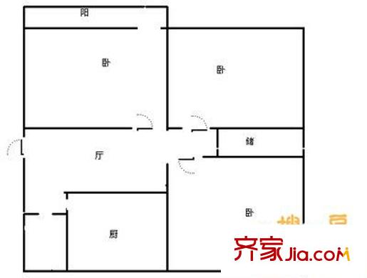 濟(jì)大路單位宿舍 3室 戶型圖