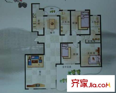 現(xiàn)代逸城戶型圖戶型圖 3室2廳2衛(wèi)1廚