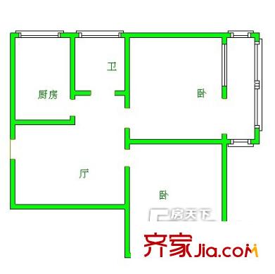 聚賢新區(qū)戶型圖濟(jì)南 聚賢街新區(qū) 戶型圖 2室1廳1衛(wèi)1廚